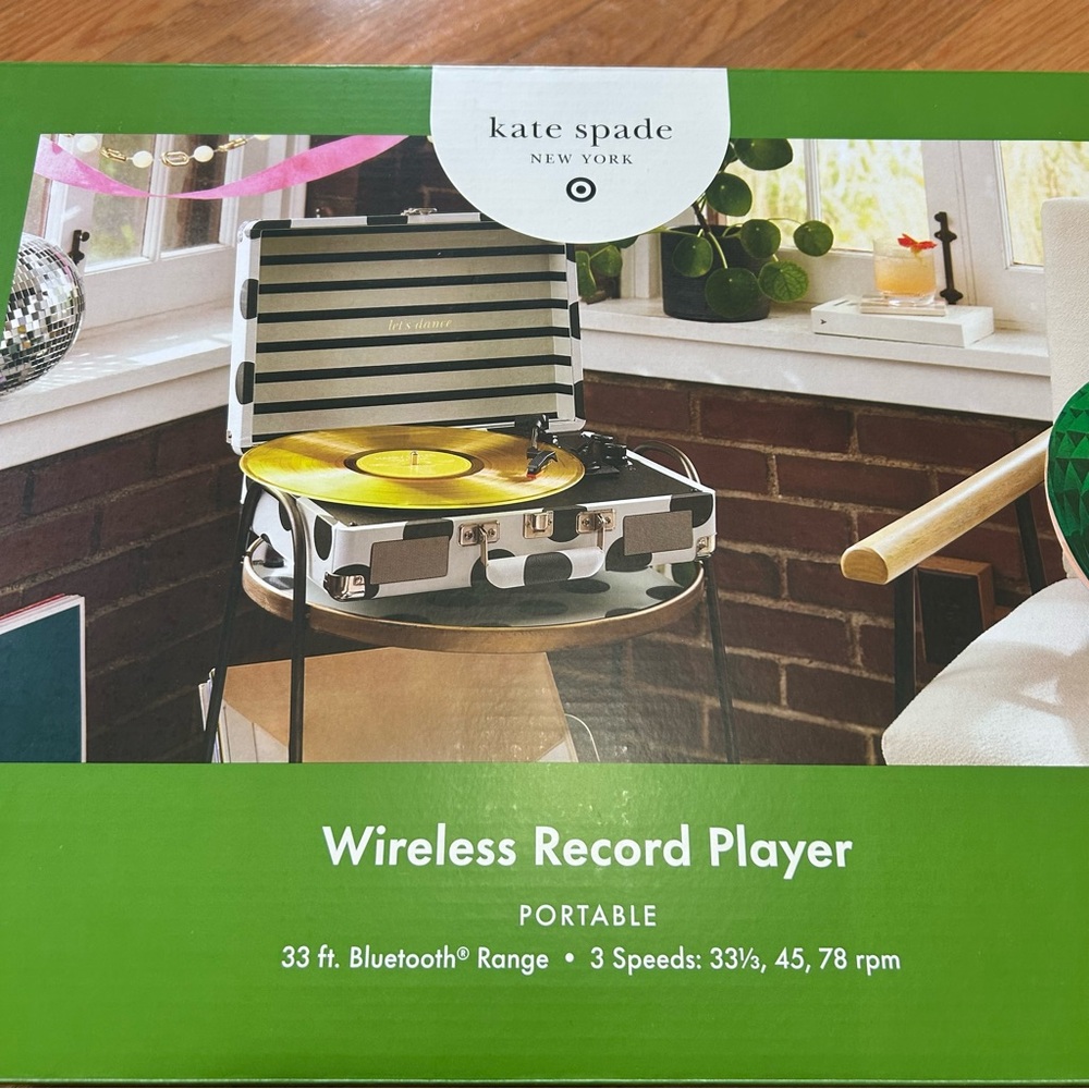Kate Spade Black and Black Portable Record Player